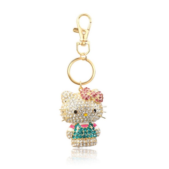 Hello Kitty Crystal Studded Charm Keychain